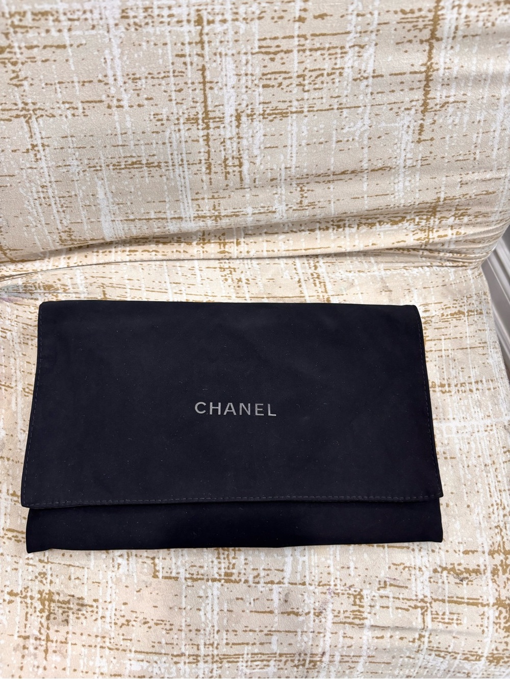 CHANEL Black Fold-Over Logo Pouch dust bag
